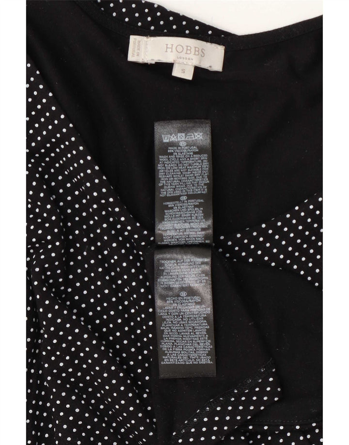Hobbs Womens Top 3/4 Sleeve UK 10 Small Black Spotted Viscose