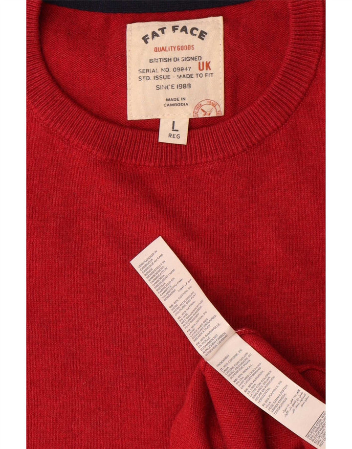 Maglione maglione girocollo da uomo Fat Face grande cotone rosso