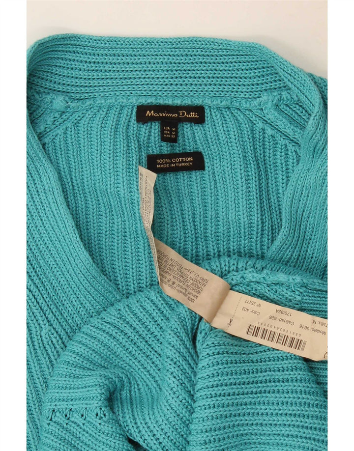 Pulover de damă Massimo Dutti cu decolteu în V supradimensionat Turcoaz mediu UK 14
