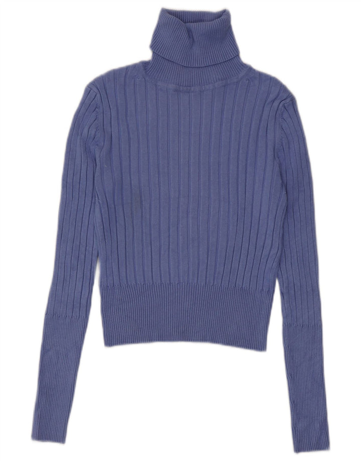 Zara Womens Crop Roll Neck Jumper Sweater UK 12 Medium Purple