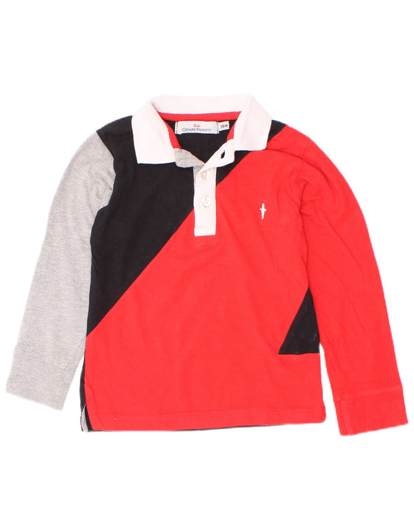 Cesare Paciotti 4US Boys Rugby Polo Shirt 2-3 Years Red Colourblock