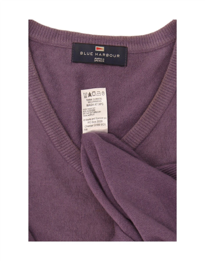 Marks & Spencer Mens Blue Harbour V-Neck Jumper Sweater Large Purple