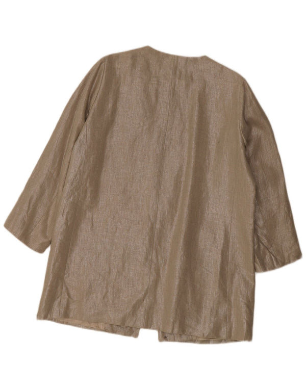 Zara Damen-Blazerjacke mit 3/4-Ärmeln, UK 14, XL, Beige, Leinen