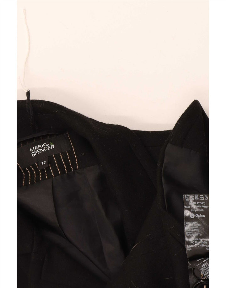 Marks & Spencer Veste blazer à 2 boutons pour femme UK 12 Noir moyen Polyester