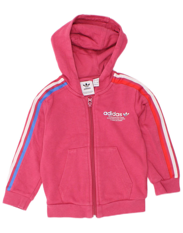 Adidas Baby-Mädchen-Kapuzenpullover mit grafischem Reißverschluss, 12–18 Monate, rosa Baumwolle