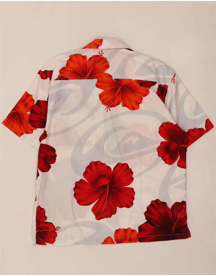 Quiksilver Mens Short Sleeve Shirt Large White Floral Polyester