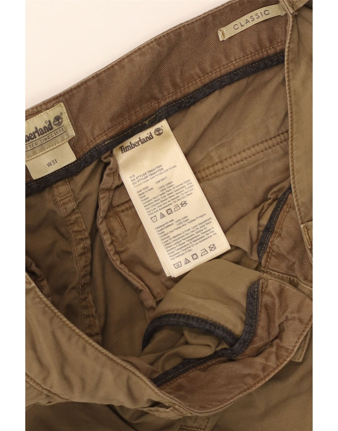 TIMBERLAND Mens Classic Fit Cargo Shorts W31 Medium Khaki Cotton