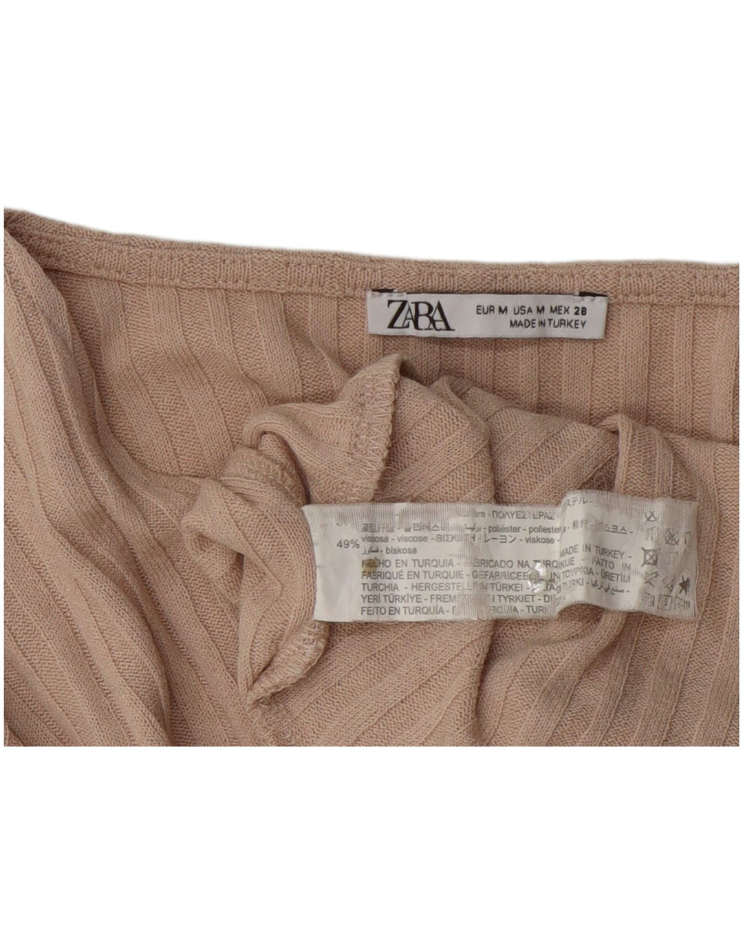 Zara Γυναικεία Μπλούζα Crop Top UK 12 Medium Beige Polyester