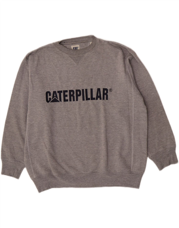 CAT Herre Grafisk Loose Fit Sweatshirt Jumper Medium Grå Bomuld