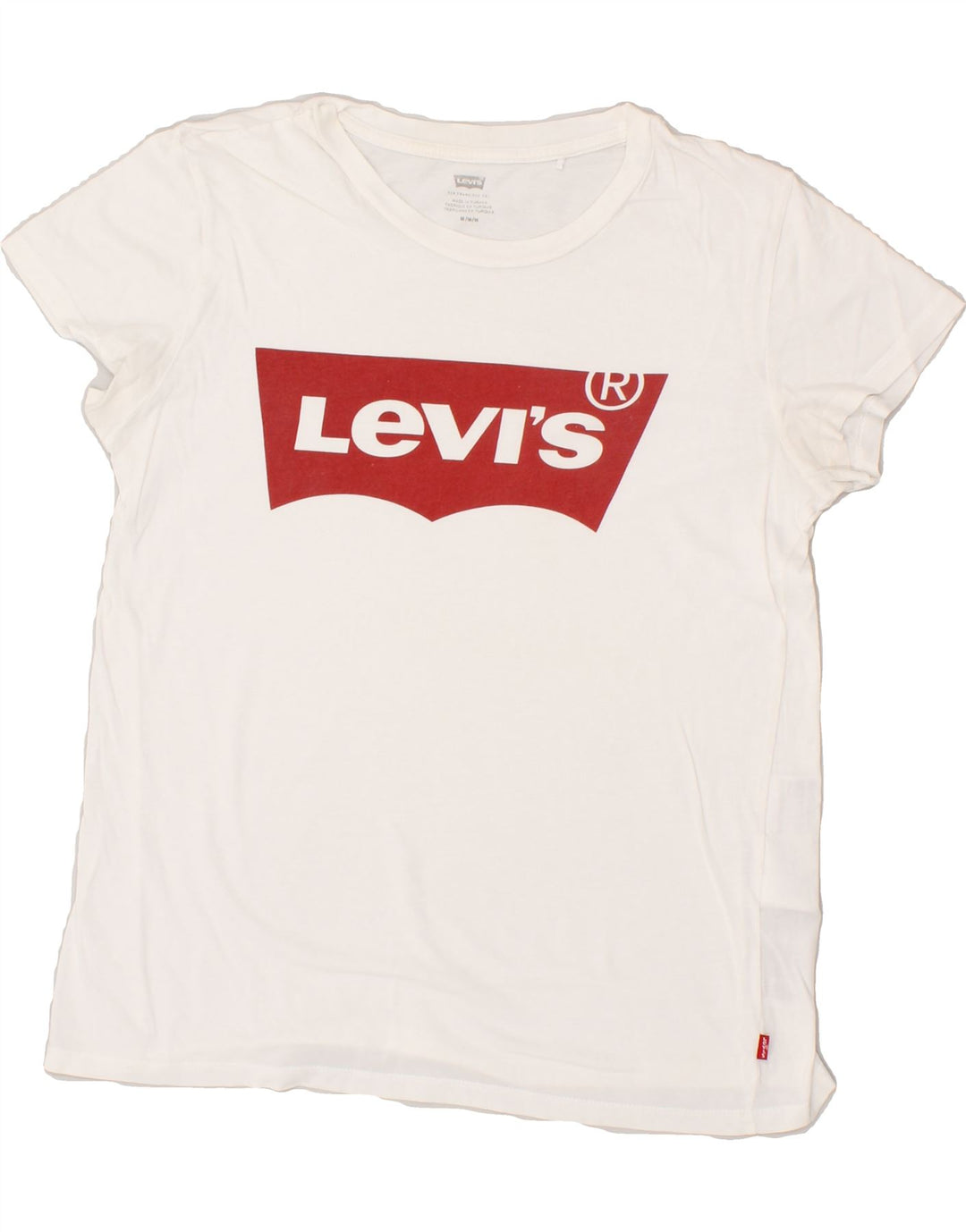 LEVI'S Womens Graphic T-Shirt Top UK 14 Medium White Cotton Vintage Levi's and Second-Hand Levi's from Messina Hembry 
