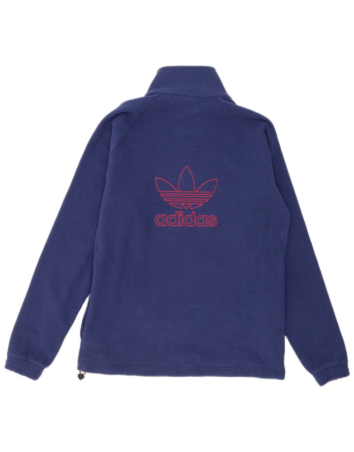 Męska bluza polarowa Adidas z graficznym zamkiem błyskawicznym, średni granatowy poliester