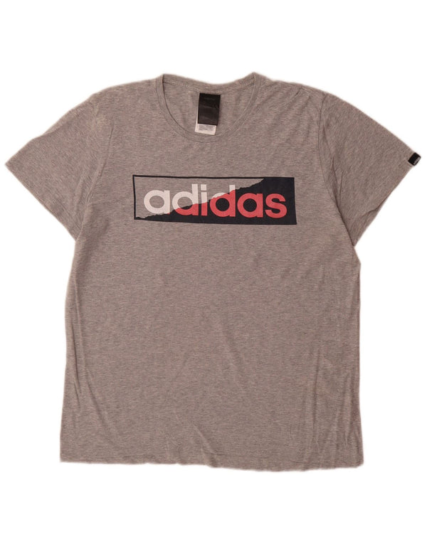 Adidas Herre Grafisk T-Shirt Top Lille Grå Bomuld