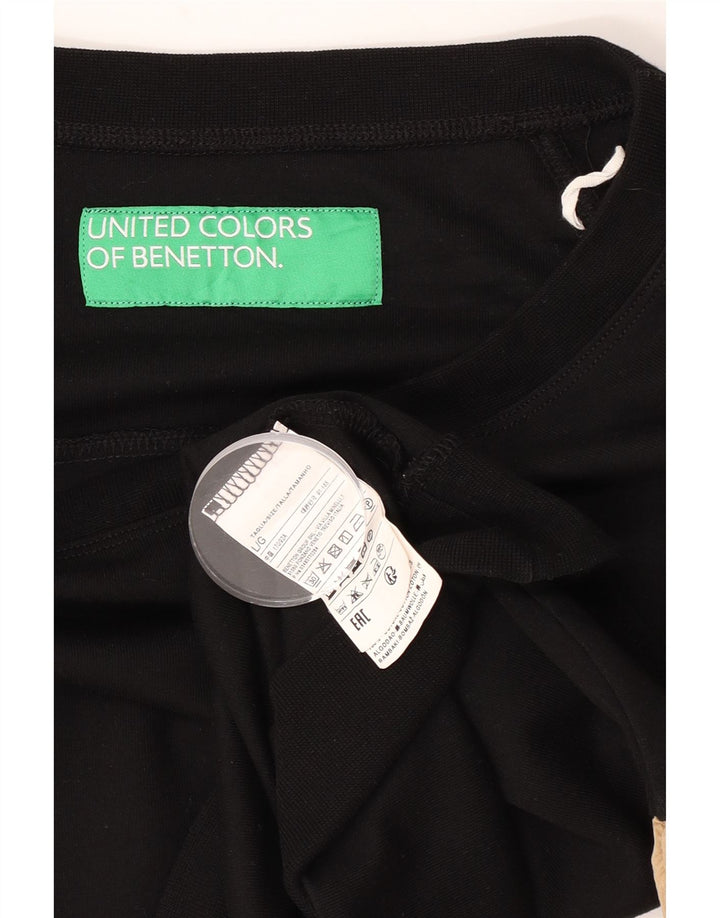 Benetton Womens Sweatshirt Jumper UK 16 Large Black Colourblock