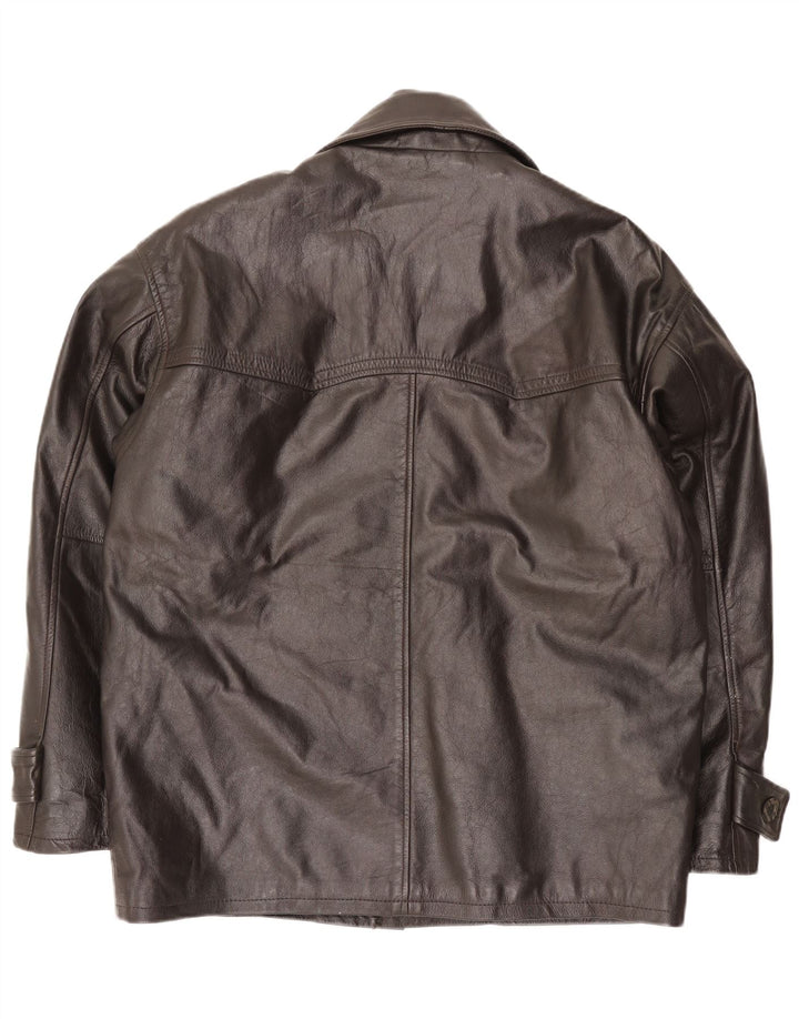Vintage Mens Leather Jacket EU 52 XL Brown Leather