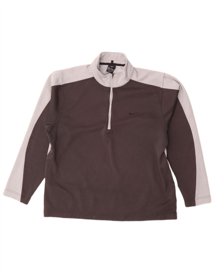 Nike Hombre Dri Fit Jersey Chándal Top UK 42/44 Grande Gris Colorblock