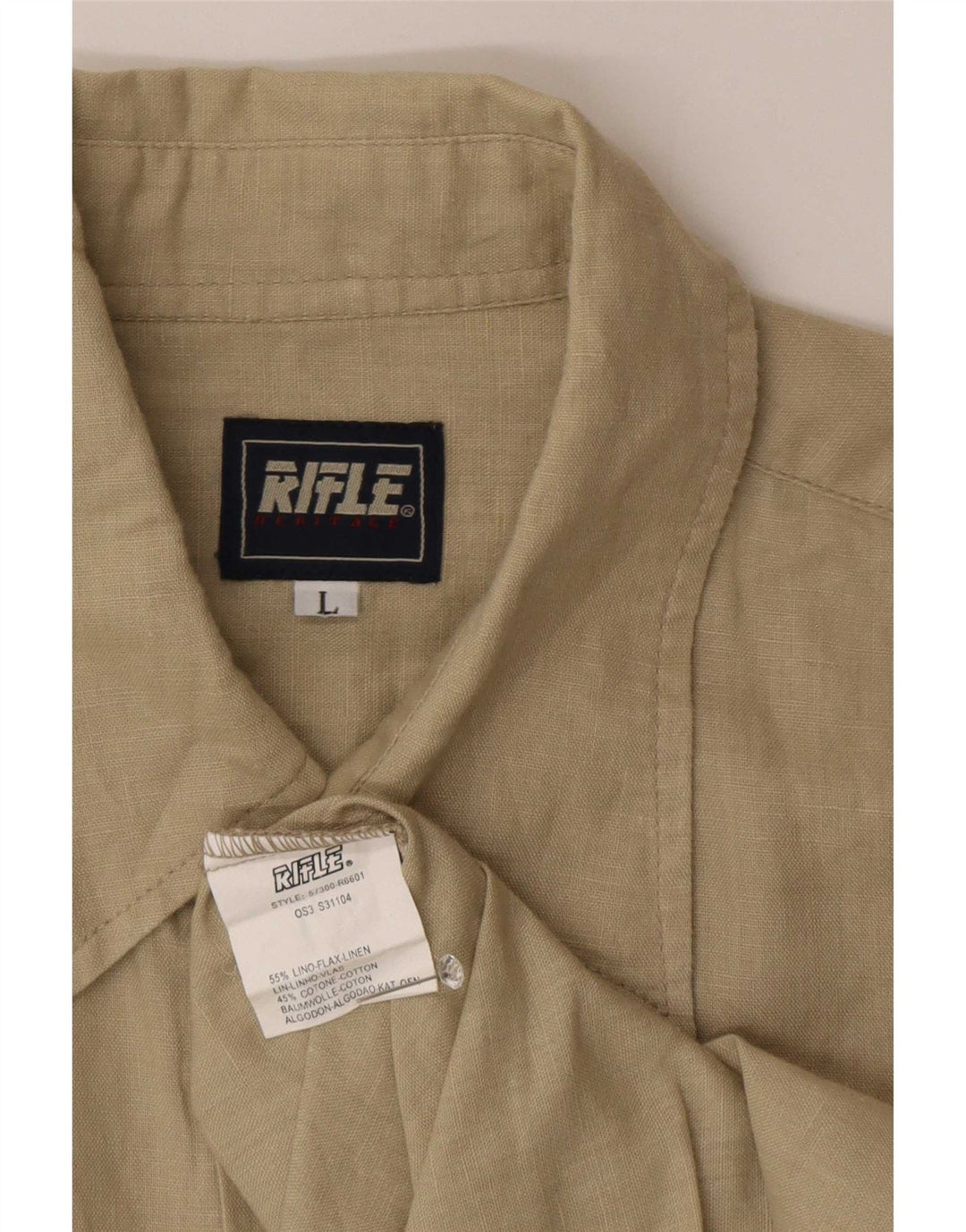 Rifle Mens Shirt Large Beige Linen