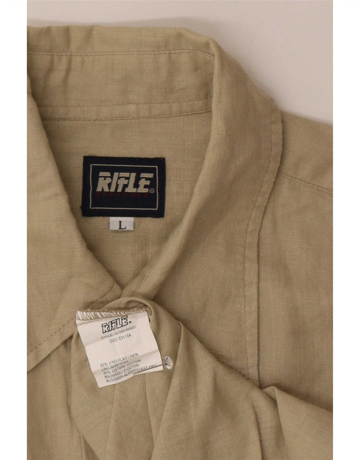 Rifle Mens Shirt Large Beige Linen