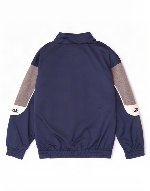 Reebok Herren-Trainingsanzugoberteil mit Grafik, Größe S, Marineblau, Farbblock