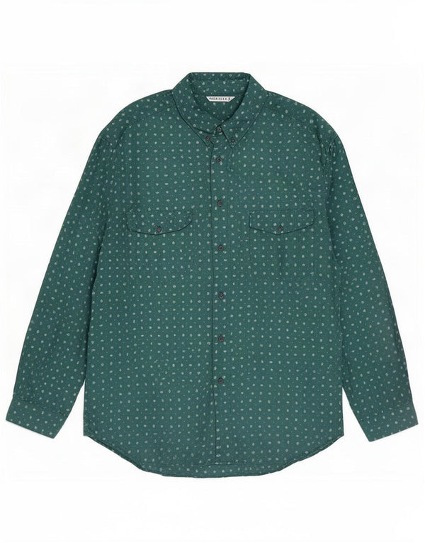 Vintage herreskjorte 2XL grøn plettet silke