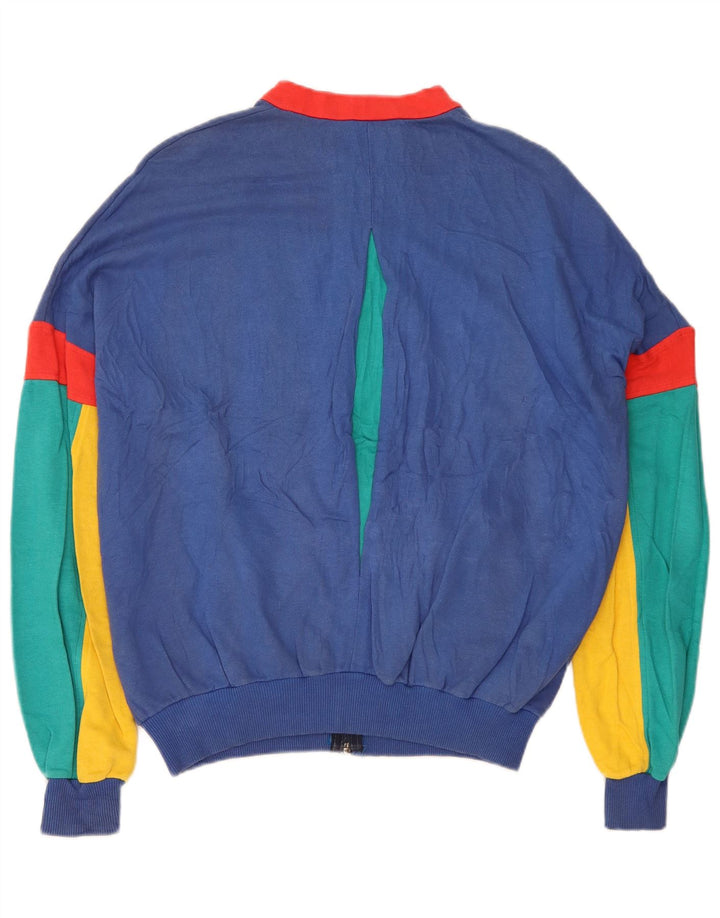 Vintage Mens Tracksuit Top Jacket Large Blue Colourblock