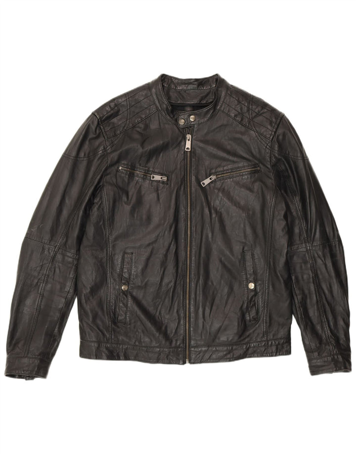 CONBIPEL Mens Leather Racer Jacket IT 52 Large Black Leather