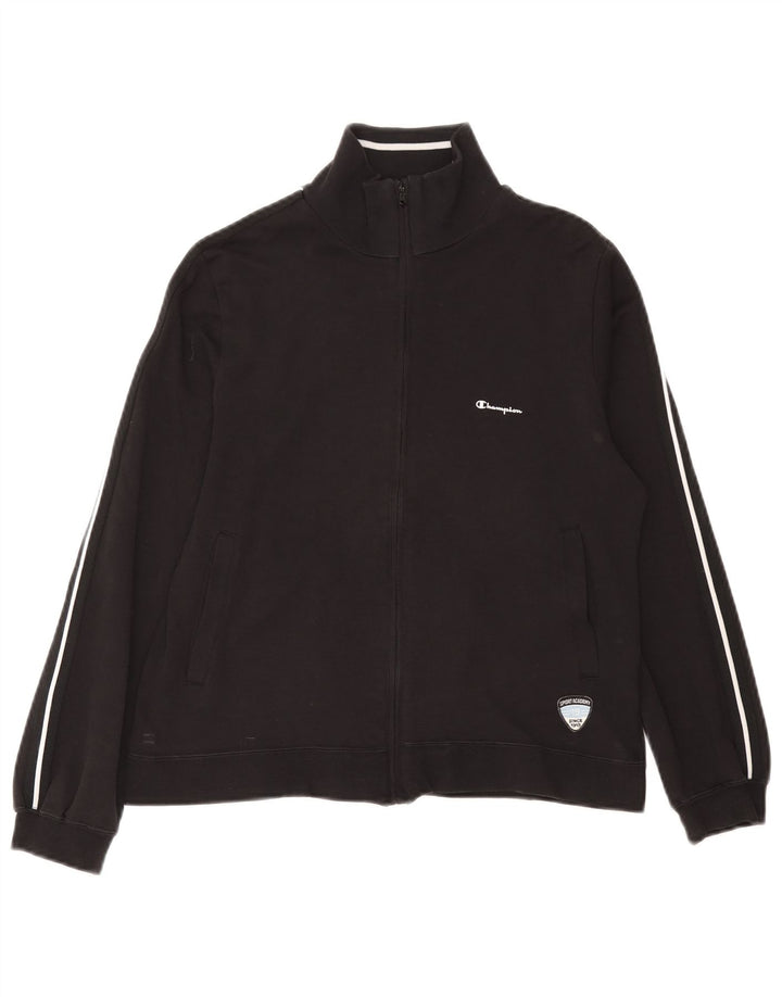 Champion Womens Tracksuit Top Jacket UK 14 Medium Black Cotton