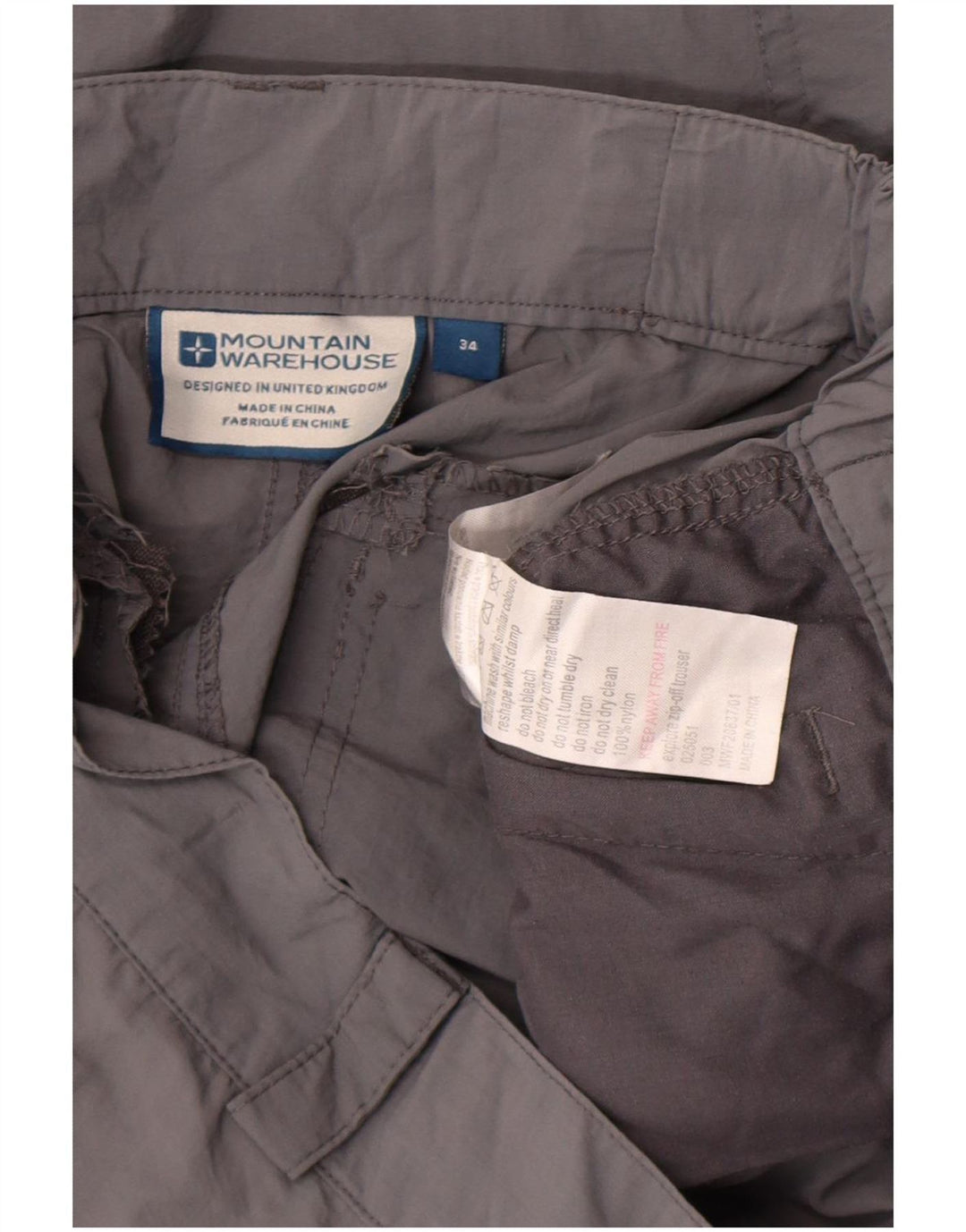 Mountain Warehouse Mens Straight Cargo Trousers W34 L31 Grey Nylon