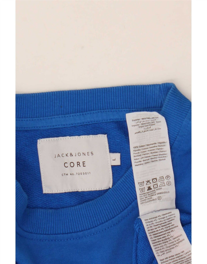 Jack & Jones grafisk sweatshirt til mænd, stor blå bomuld