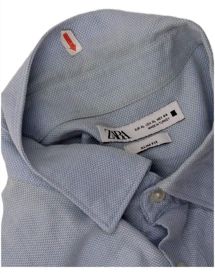 Zara Mens Slim Fit Shirt XL Blue