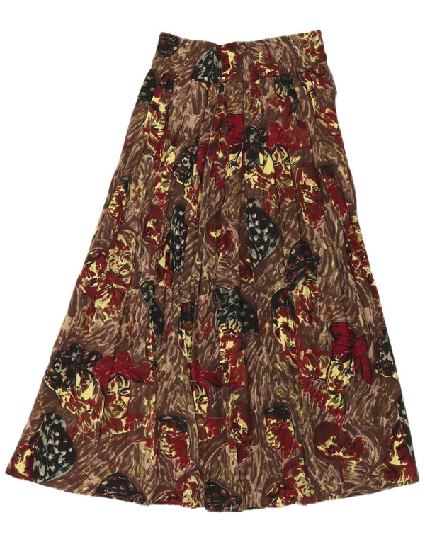 Fusta plisată cu grafic pentru femei Vintage Medium W30 Brown Viscose