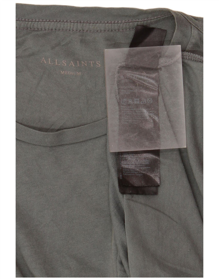 All Saints Mens T-Shirt Top Medium Green Cotton