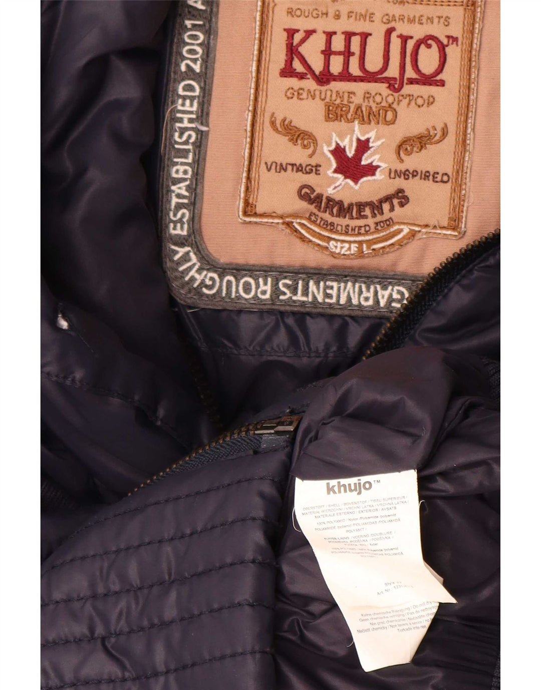 KHUJO Damen Wattierte Jacke UK 14 Large Marineblau Polyamid