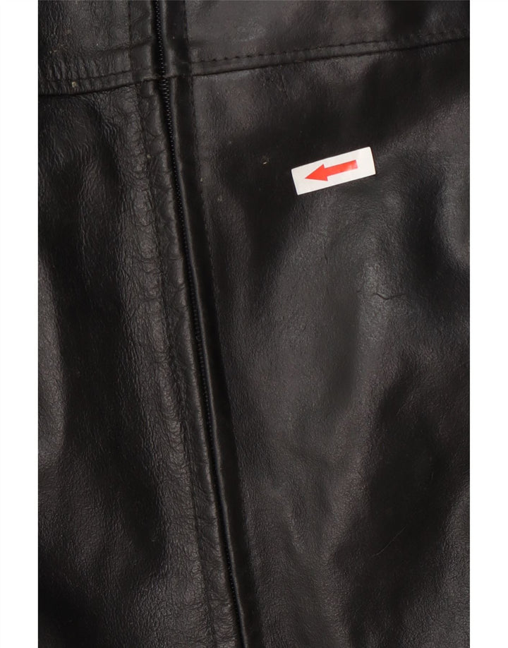 Jaqueta de couro masculina vintage UK 40 grande preta