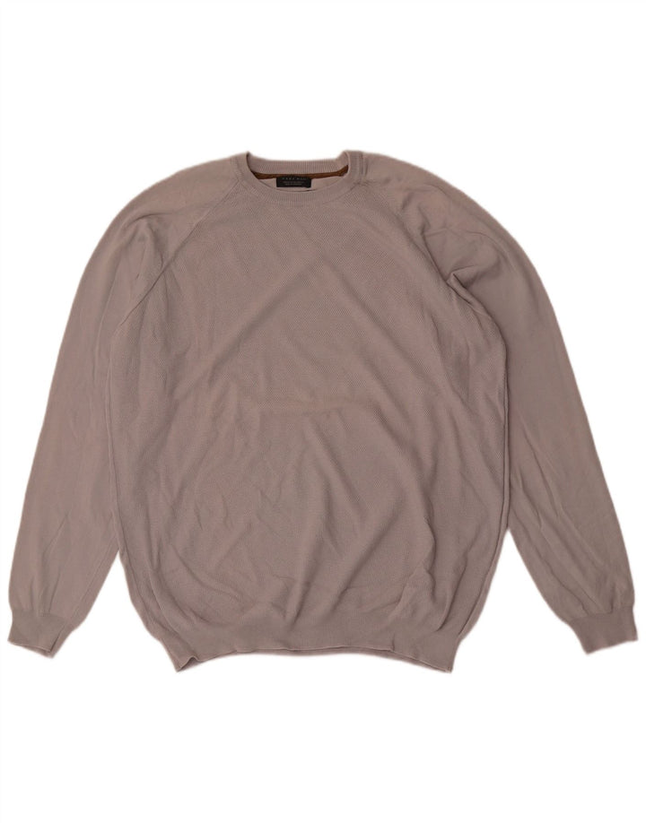 Zara Mens Crew Neck Jumper Sweater XL Grey Cotton