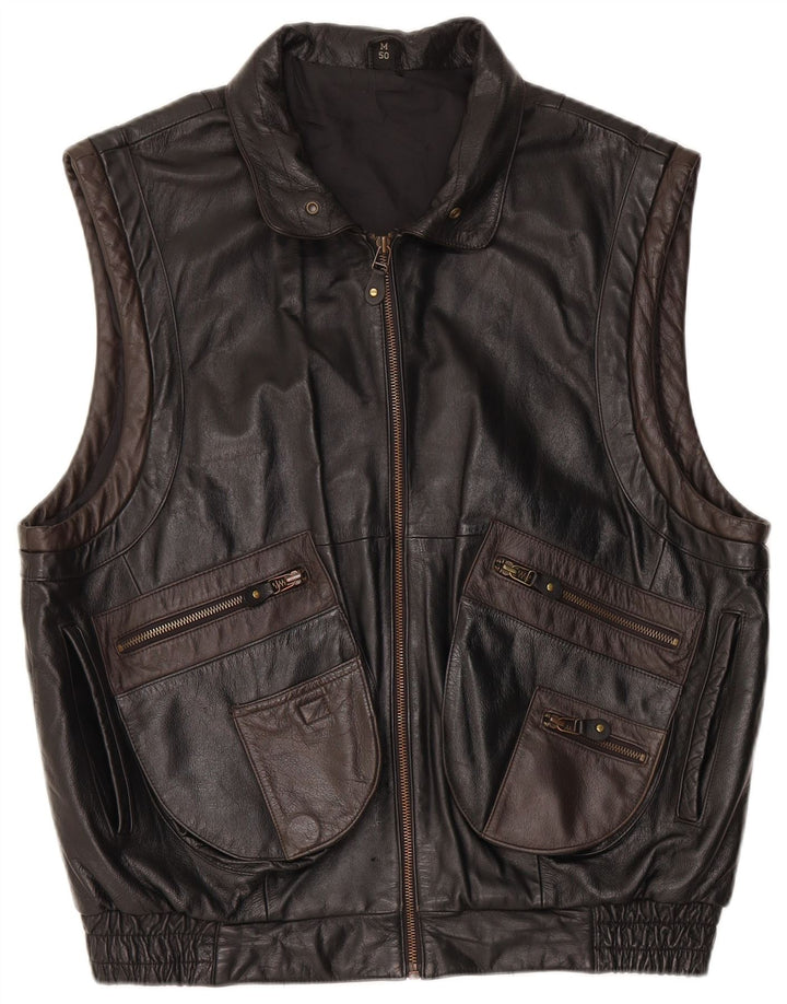 Enrico Gorlani Dame Læder Gilet UK 38 Medium Sort
