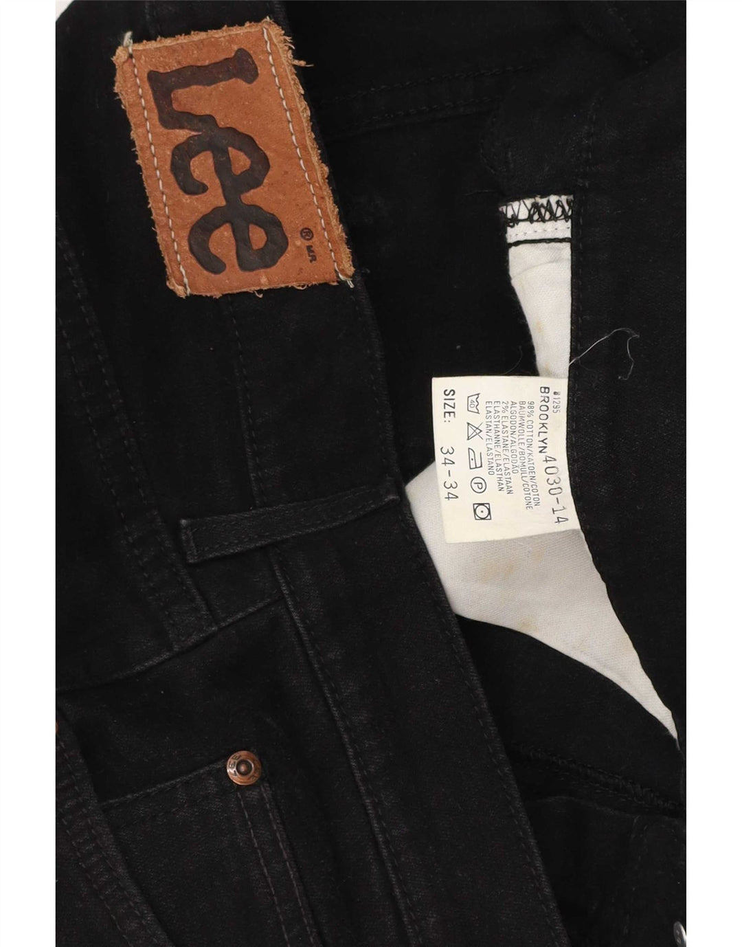 Lee Mens Brooklyn Straight Jeans W34 L29 Sort Bomuld