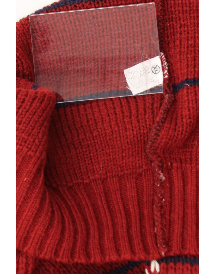 VINTAGE Mens Crew Neck Jumper Sweater XL Red Striped Wool Vintage Vintage and Second-Hand Vintage from Messina Hembry 