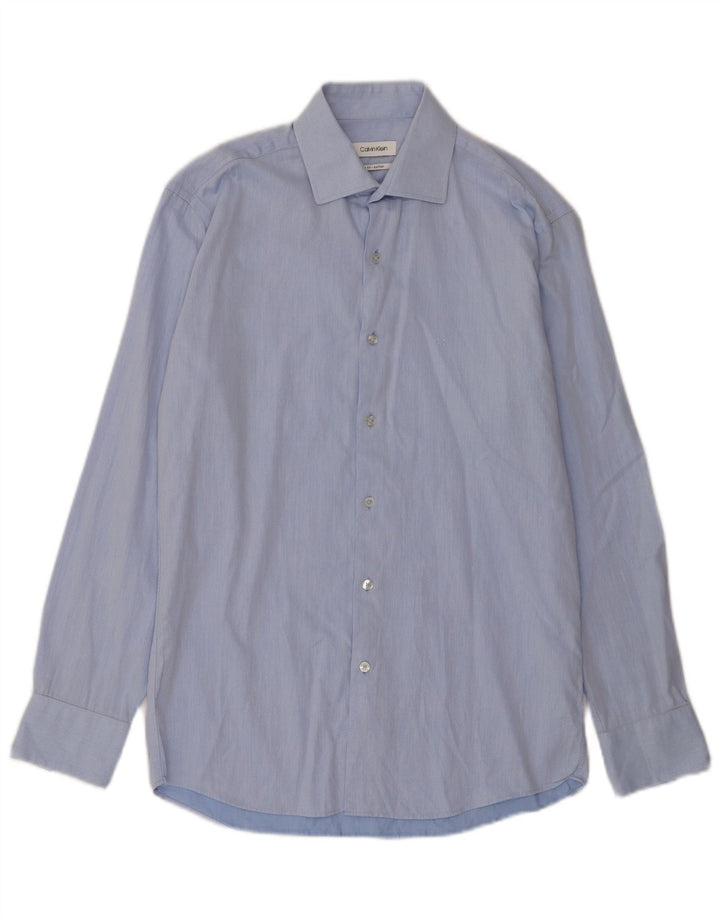 Calvin Klein Mens Slim Fit Shirt Size 39 Medium Blue Cotton