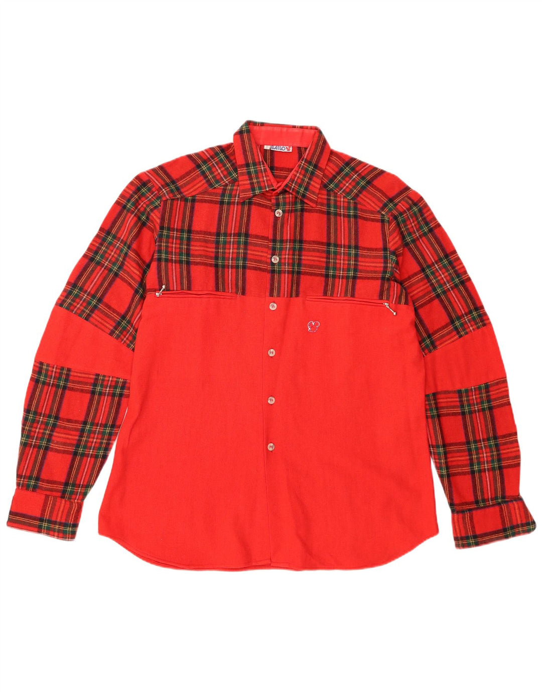 Bailo Mens Flannel Shirt Size 16 41 Large Red Plaid Wool Retro