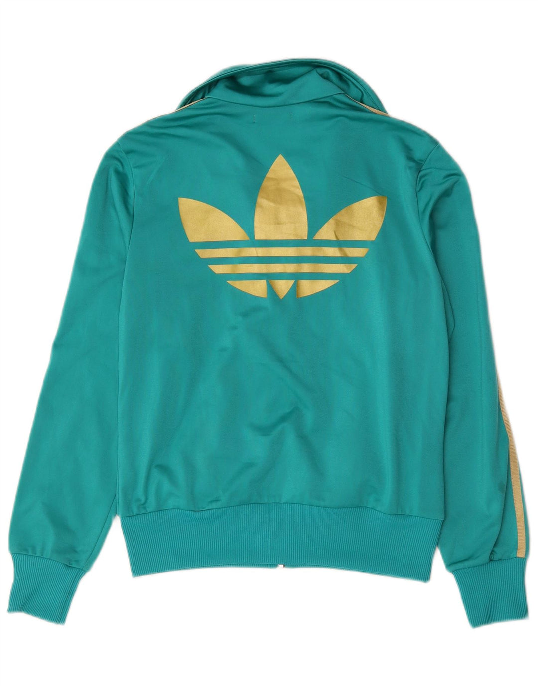 Adidas Womens Graphic Tracksuit Top Jacket IT 46 Poliéster Verde Médio