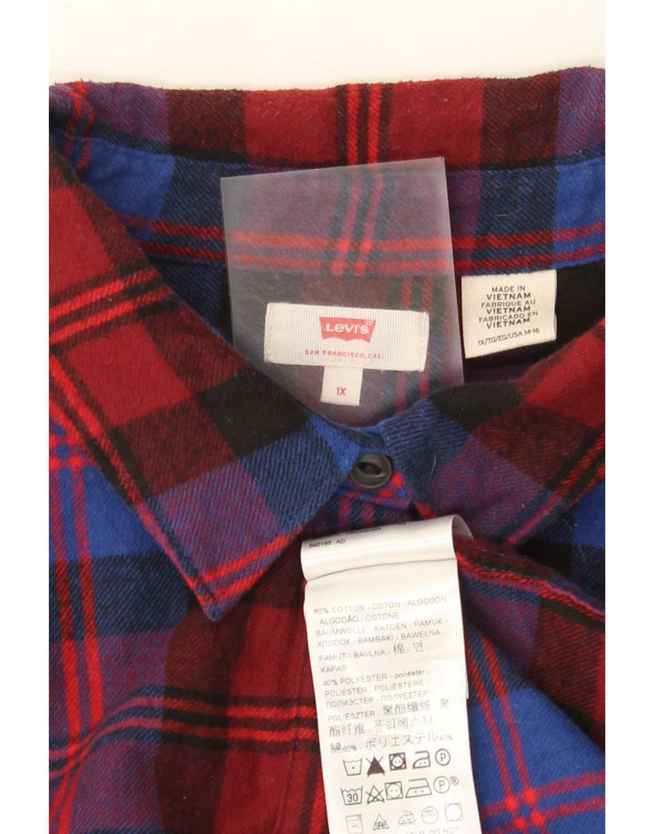 Levi's Womens Flannel Shirt UK 18 XL Red Check Cotton