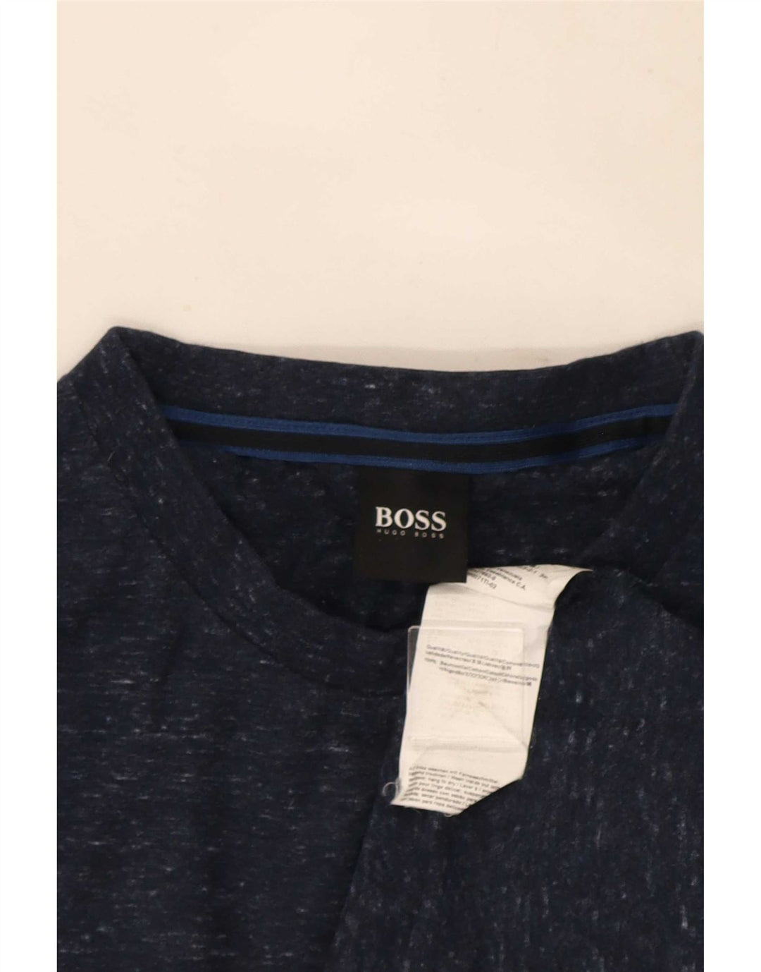 Hugo Boss Mens T-Shirt Top Medium Navy Blue Flecked Cotton