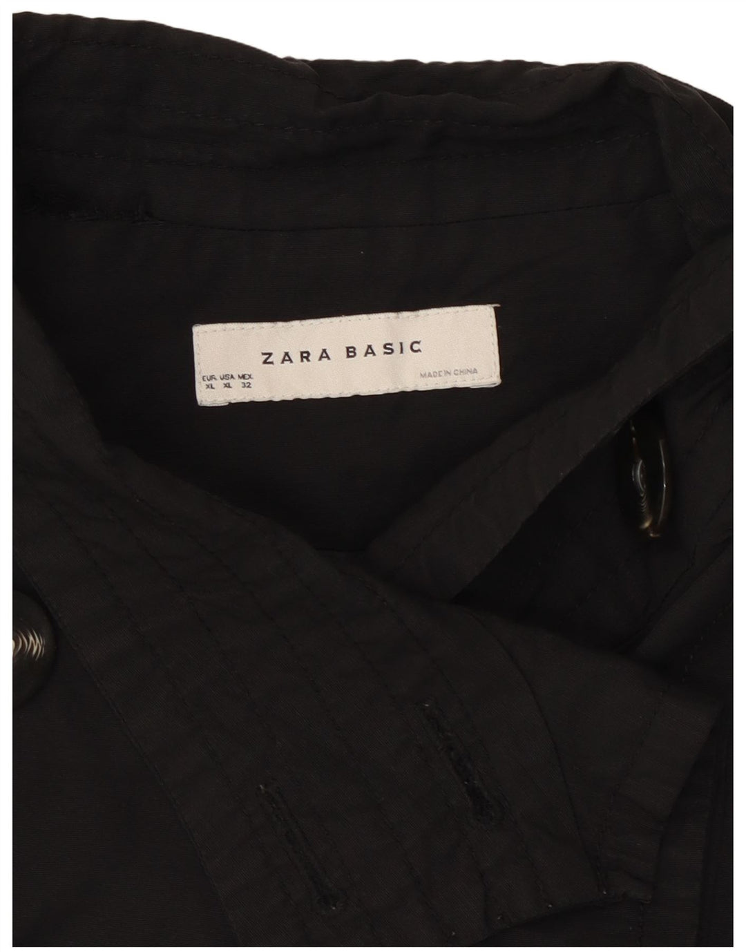 Zara Womens Short Pea Coat UK 18 XL Black Cotton