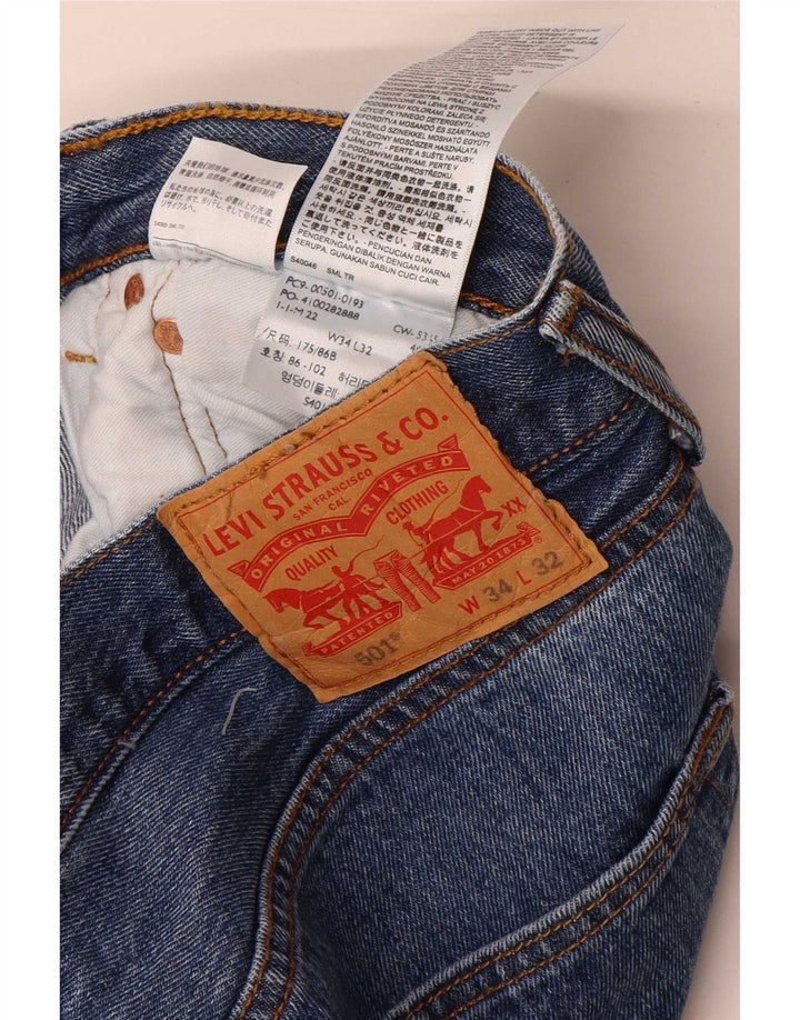 Levi's Mens 501 Straight Jeans W34 L32 Blue Cotton