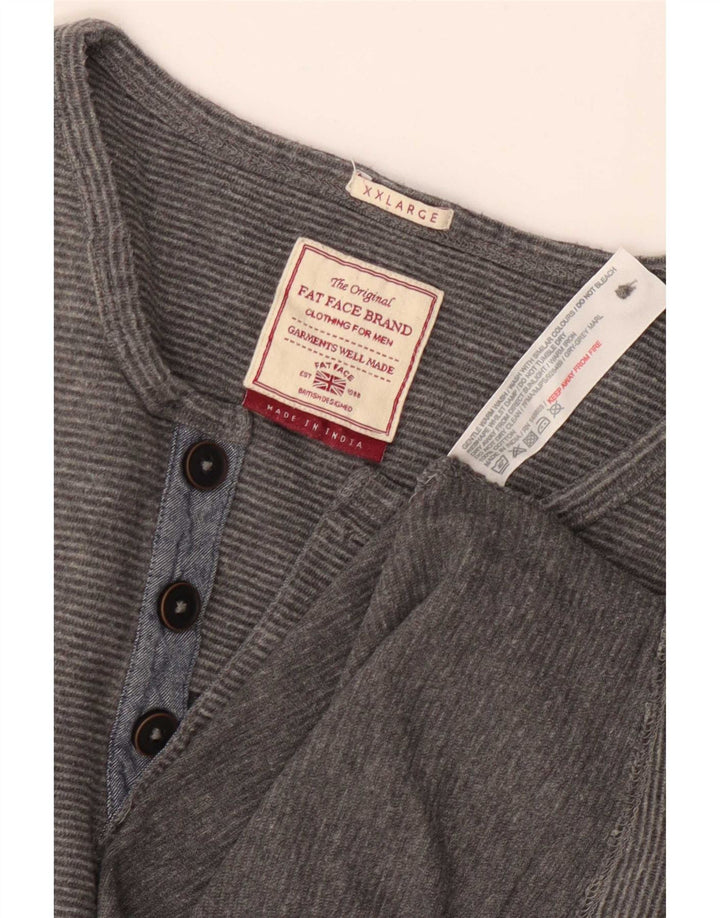 Fat Face Herren-Top, langärmelig, 2XL, graue Baumwolle