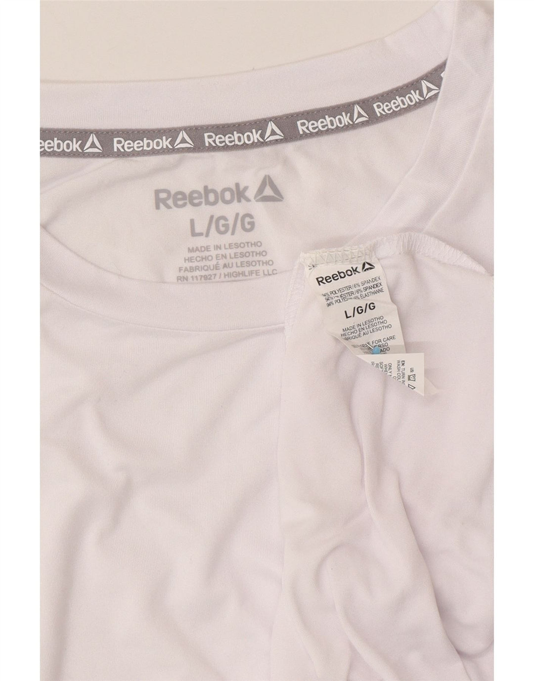 REEBOK Mens T-Shirt Top Large White Polyester