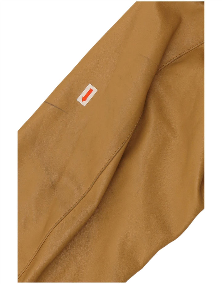 VINTAGE Dame Læderjakke IT 52 2XL Beige Læder