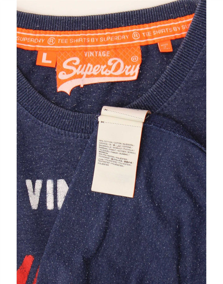 Superdry Grafisk T-shirt top til mænd, stor blå bomuld