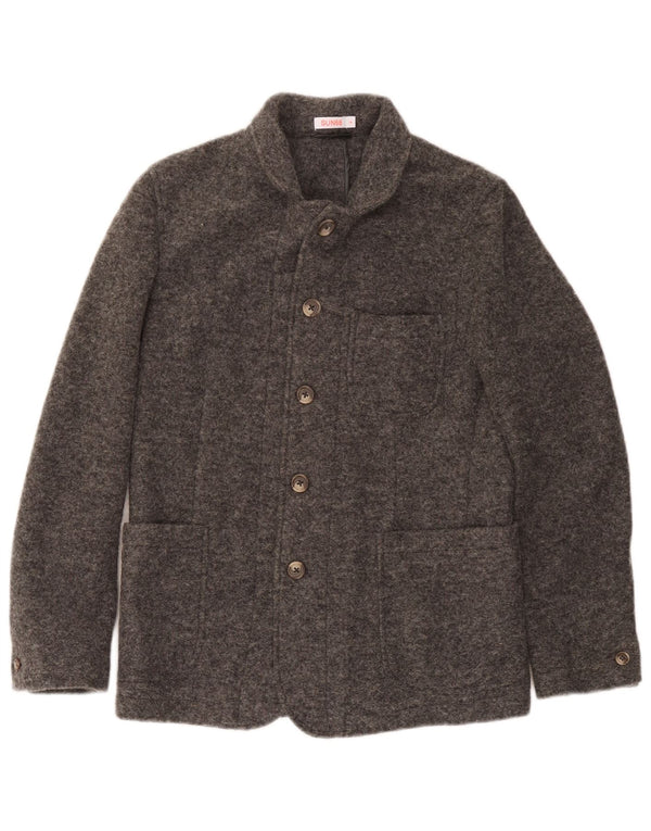 Jaqueta blazer masculina de malha com 5 botões Sun68 Reino Unido 36 pequena lã cinza