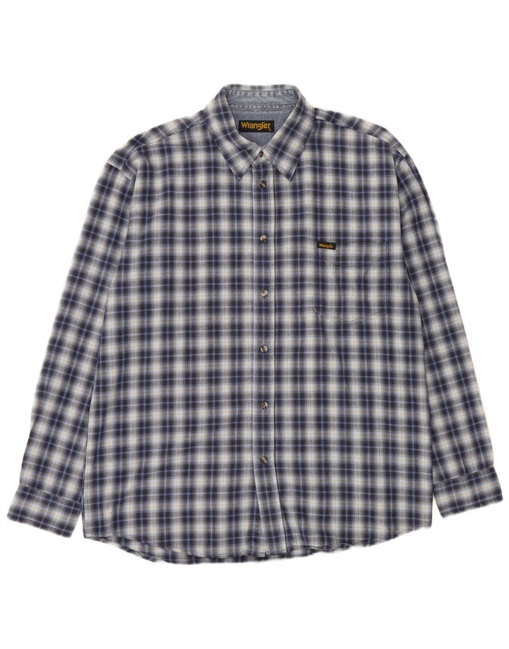 Wrangler Mens Shirt XL Blue Check Cotton